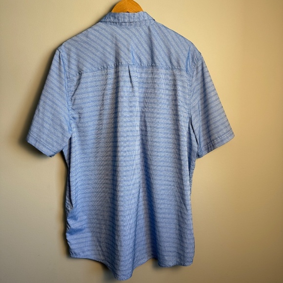 GERRY Men's‎ Short Sleeve Micro-Check Button Up Shirt Blue Size XXL Flap Pockets - Picture 8 of 13